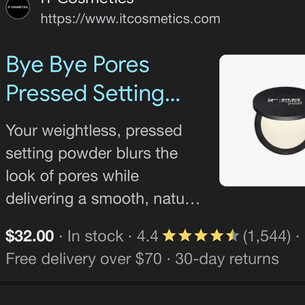 IT Cosmetics Bye Bye Pores Pressed Powder translucent